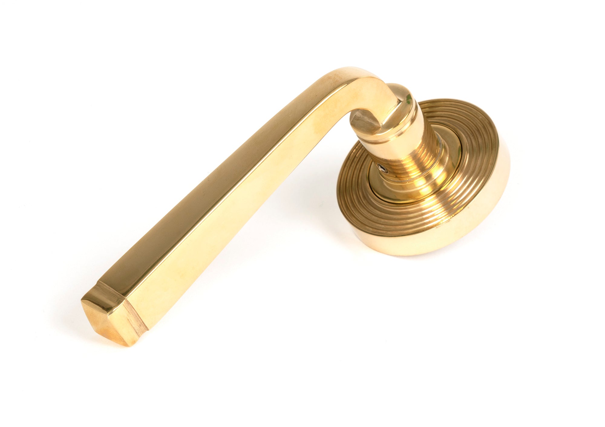 Polished Brass Avon Round Lever on Rose Set (Beehive)