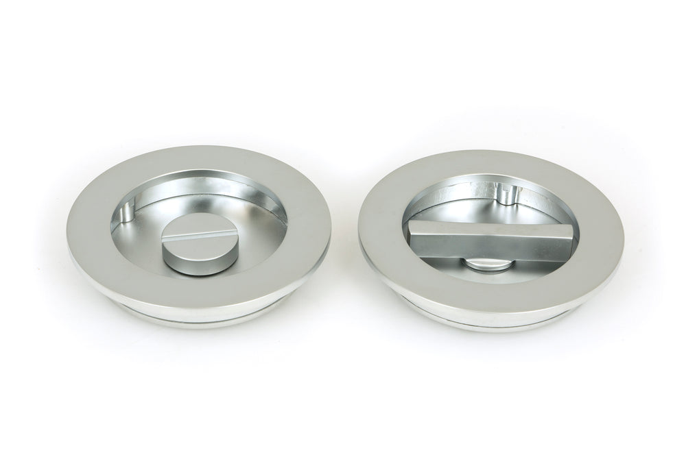 Satin Chrome 75mm Plain Round Pull - Privacy Set