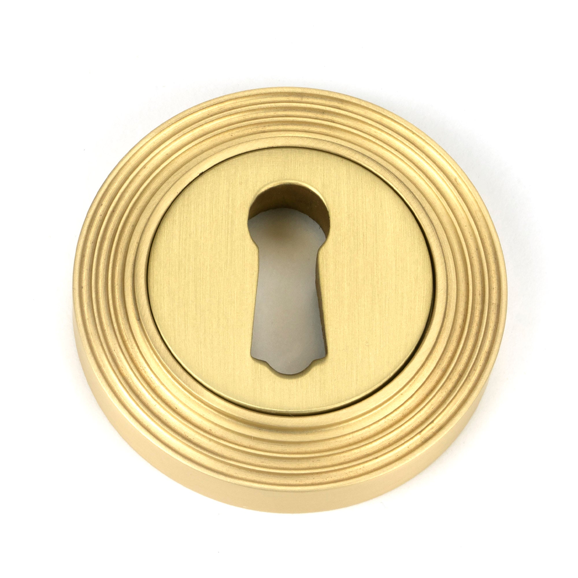 Satin Brass Round Escutcheon (Beehive)