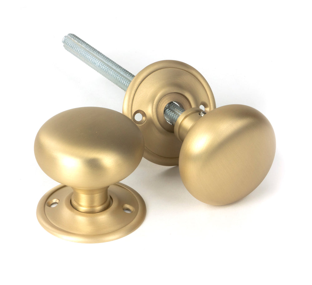 Satin Brass 49mm Mushroom Mortice/Rim Knob Set