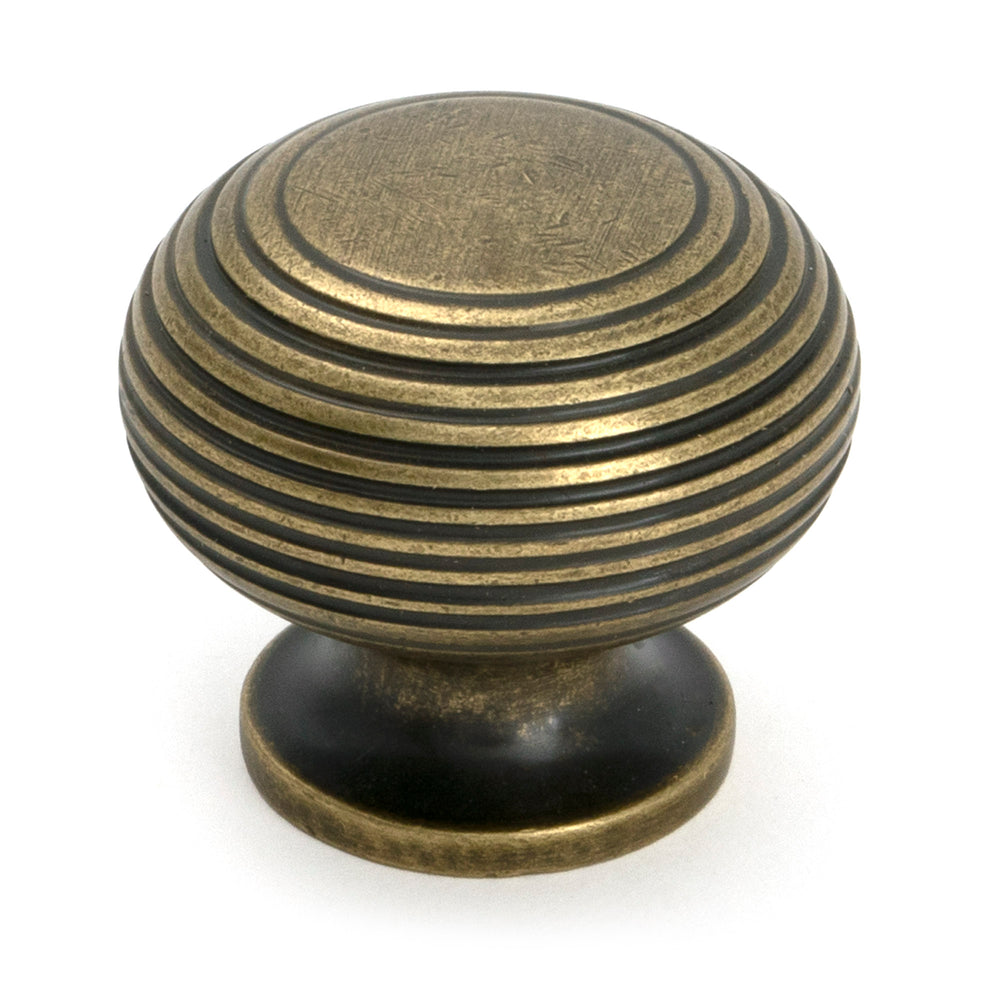 Burnished Brass Beehive Cabinet Knob 40mm