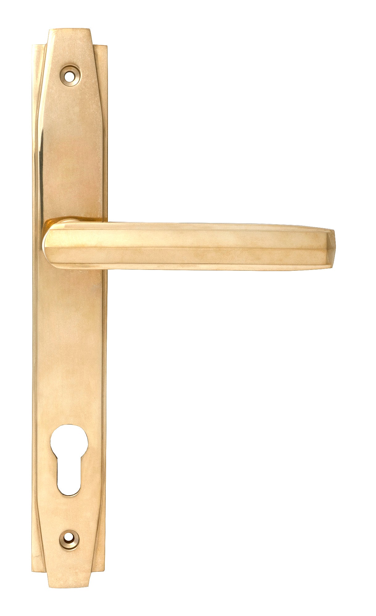 Polished Brass Art Deco Slimline Lever Espag. Lock Set