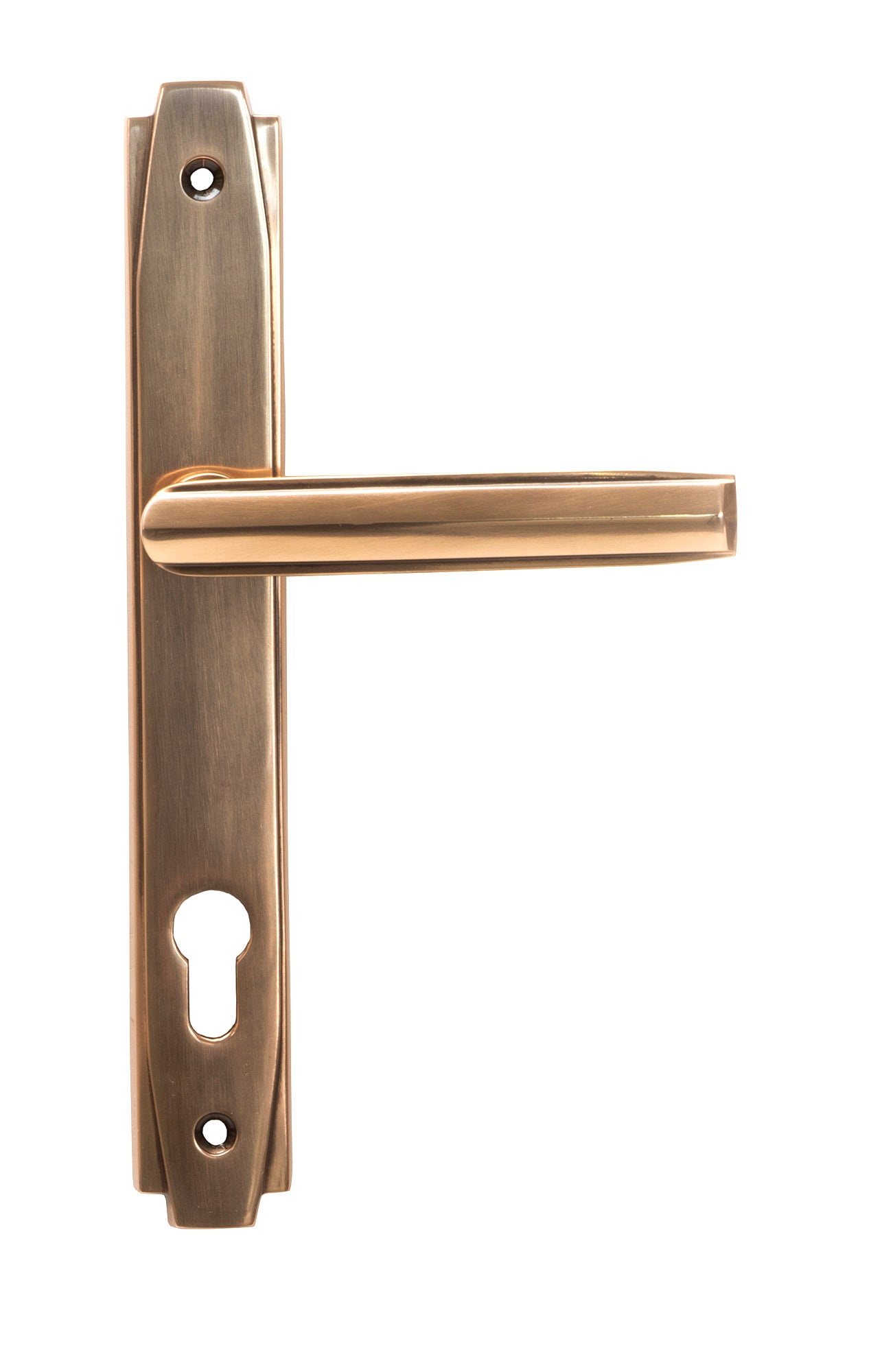 Polished Bronze Art Deco Slimline Lever Espag. Lock Set