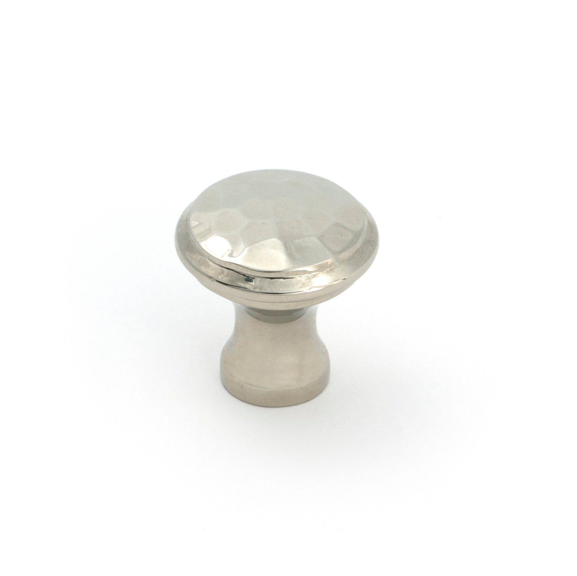 Polished Nickel Hammered Cabinet Knob - Small