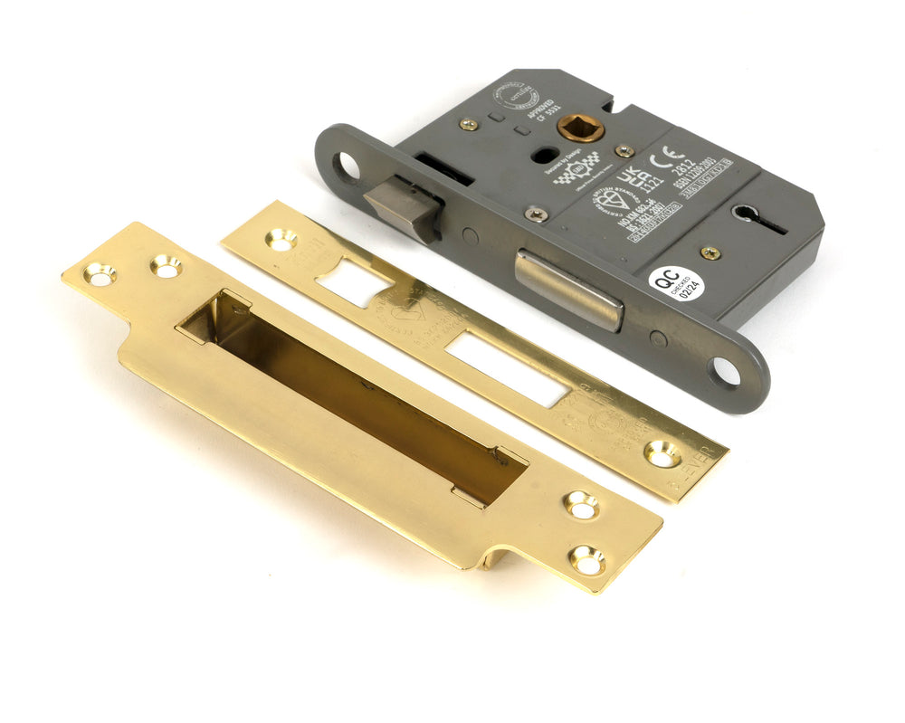 Polished Brass 3" 5 Lever BS Sash Lock
