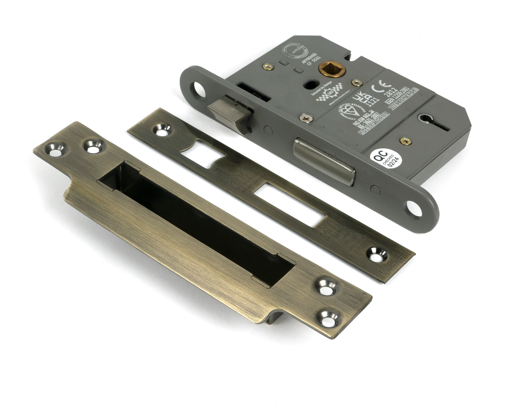 Aged Brass 3" 5 Lever BS Sash Lock
