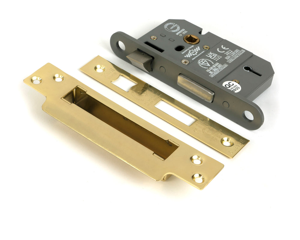 Polished Brass 2½" 5 Lever BS Sash Lock KA