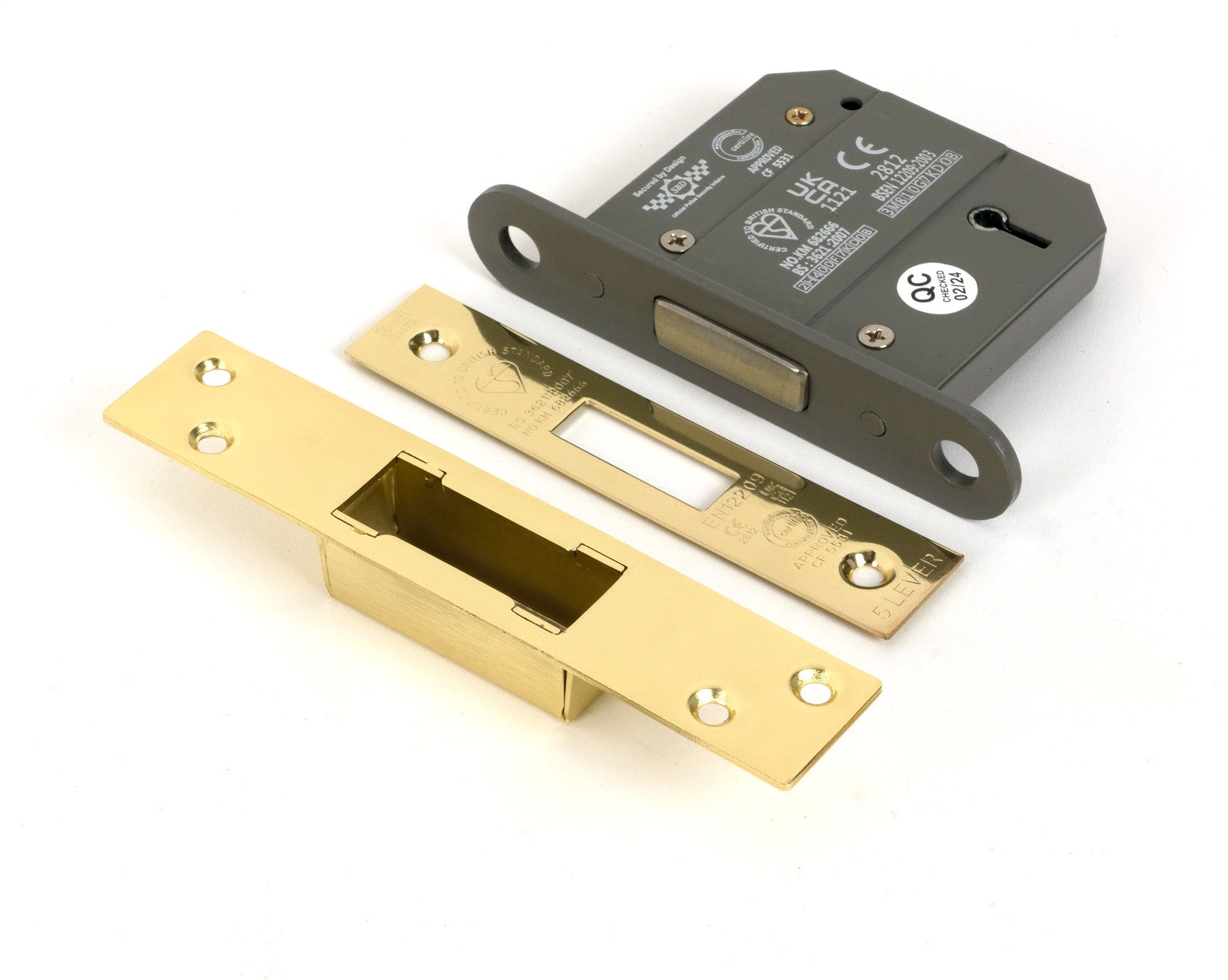 Polished Brass 3" 5 Lever BS Dead Lock