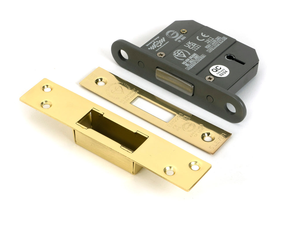 Polished Brass 2½" 5 Lever BS Dead Lock KA