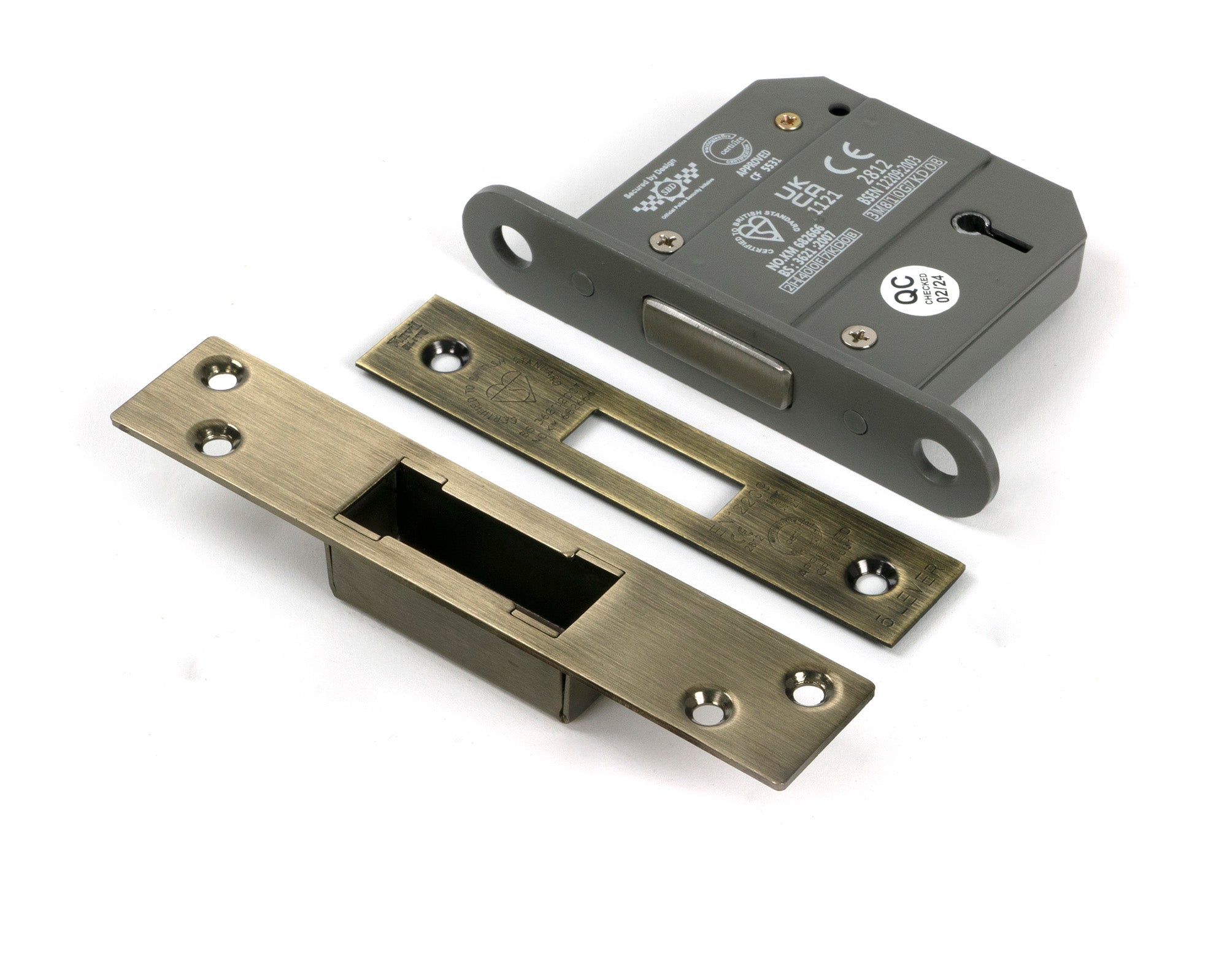 Aged Brass 3" 5 Lever BS Dead Lock KA