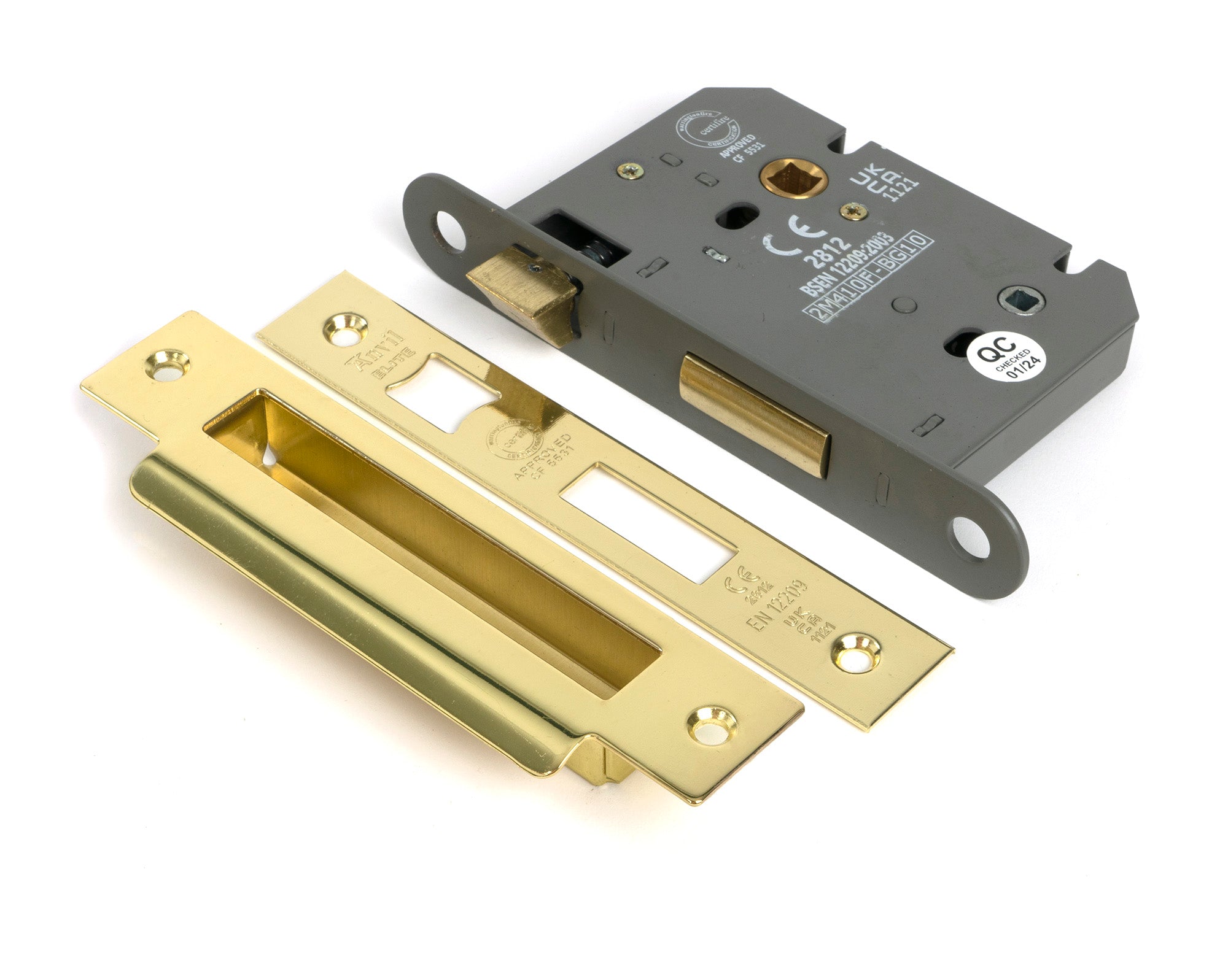 Polished Brass 3" Heavy Duty Bathroom Mortice Lock