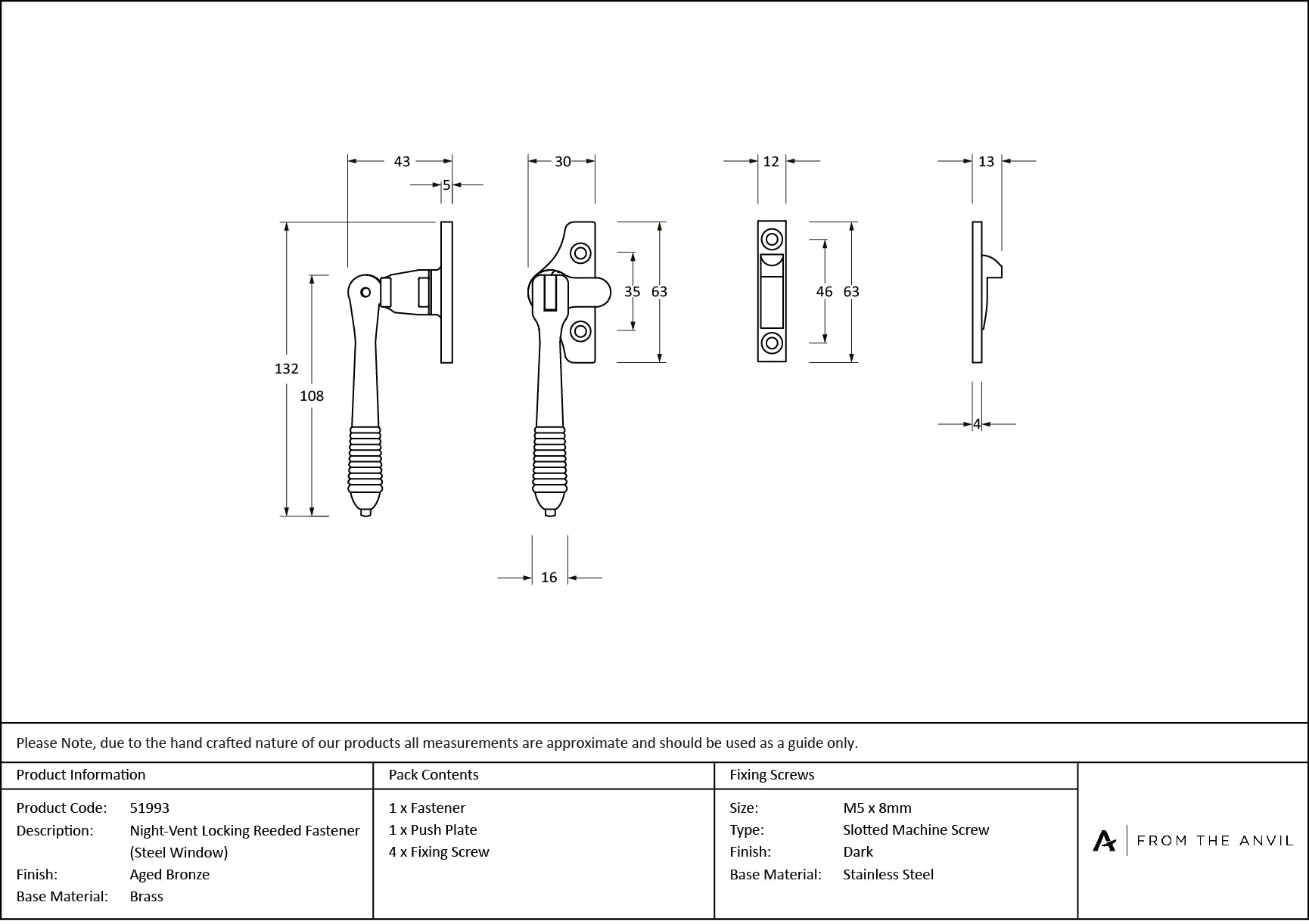 Night-Vent Locking Reeded Fastener (Steel Window)