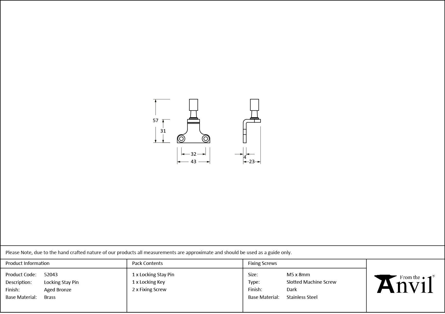Locking Stay Pin (Steel Window)