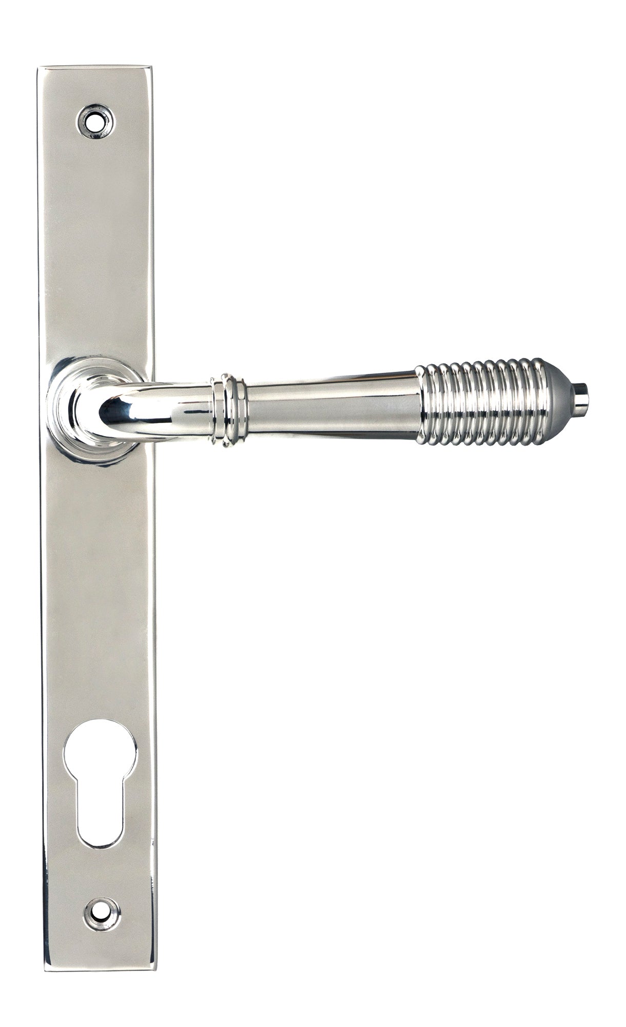 Polished Marine SS (316) Reeded Slimline Lever Espag. Lock Set