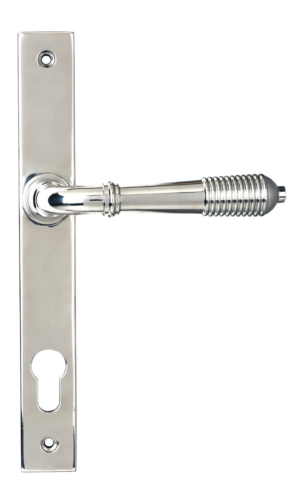 Polished Marine SS (316) Reeded Slimline Lever Espag. Lock Set