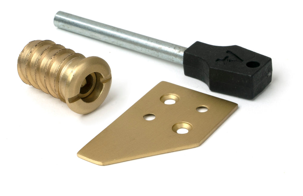 Satin Brass Key-Flush Sash Stop