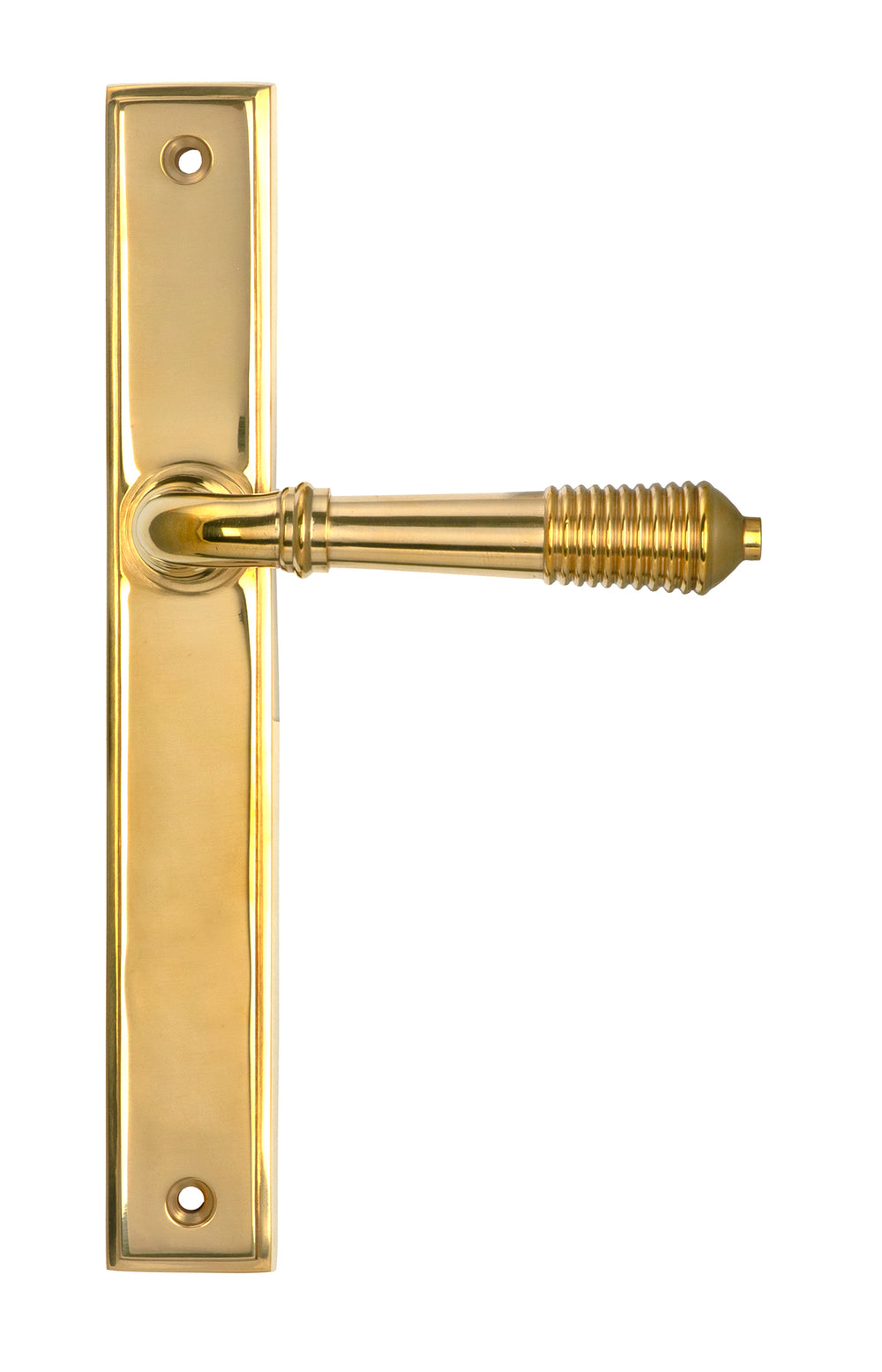 Polished Brass Reeded Slimline Lever Latch Set