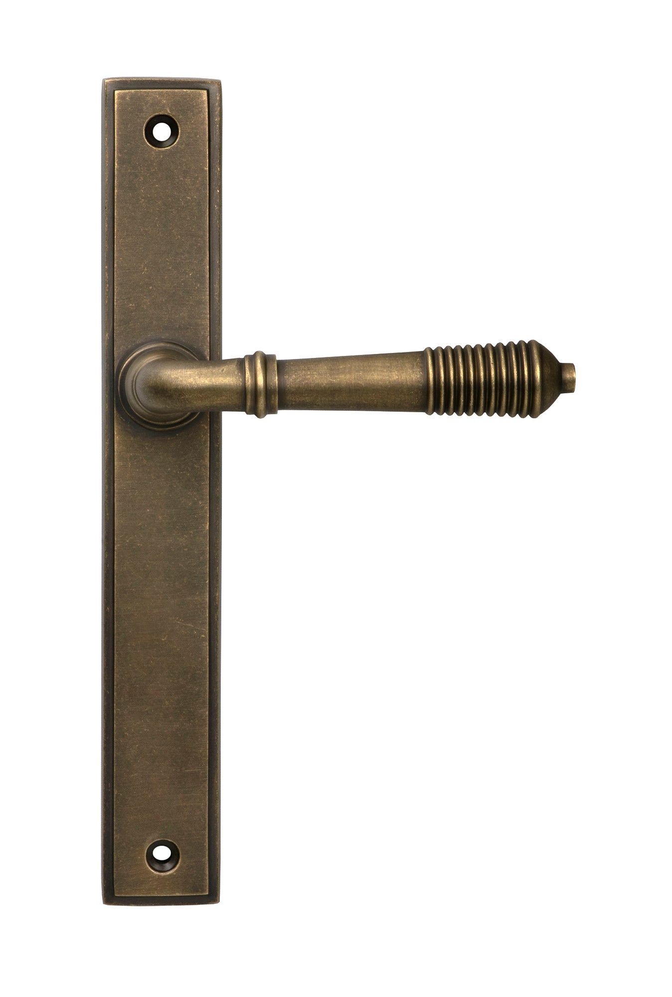 Burnished Brass Reeded Slimline Lever Latch Set