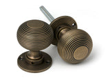 Burnished Brass Heavy Beehive Mortice/Rim Knob Set