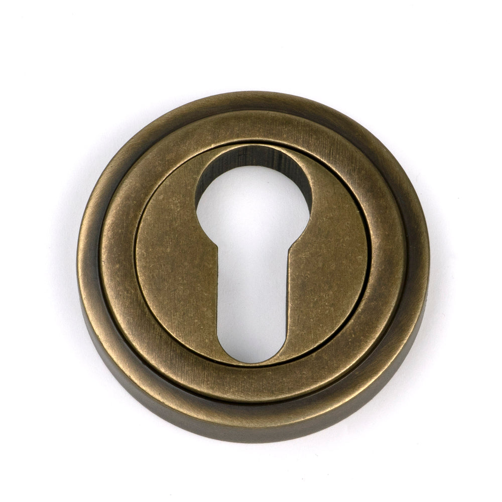 Burnished Brass Round Euro Escutcheon (Art Deco)