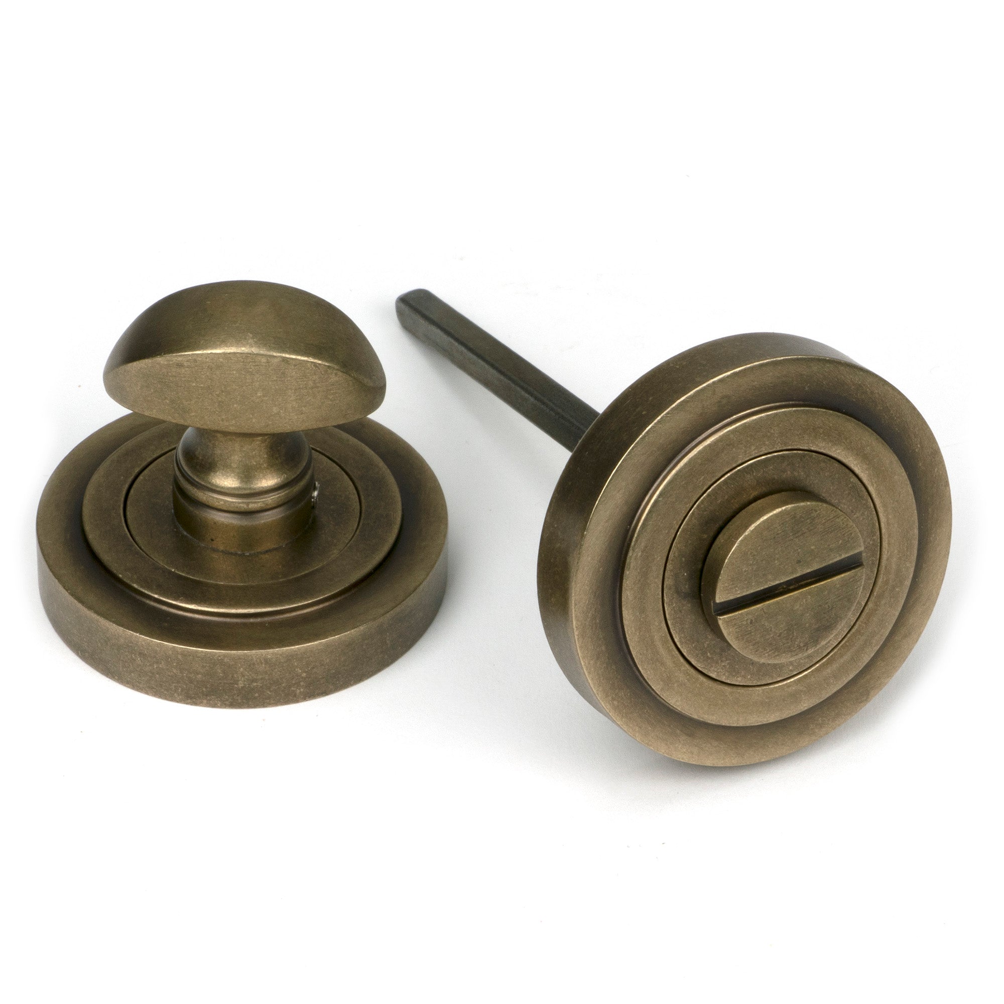 Burnished Brass Round Thumbturn Set (Art Deco)