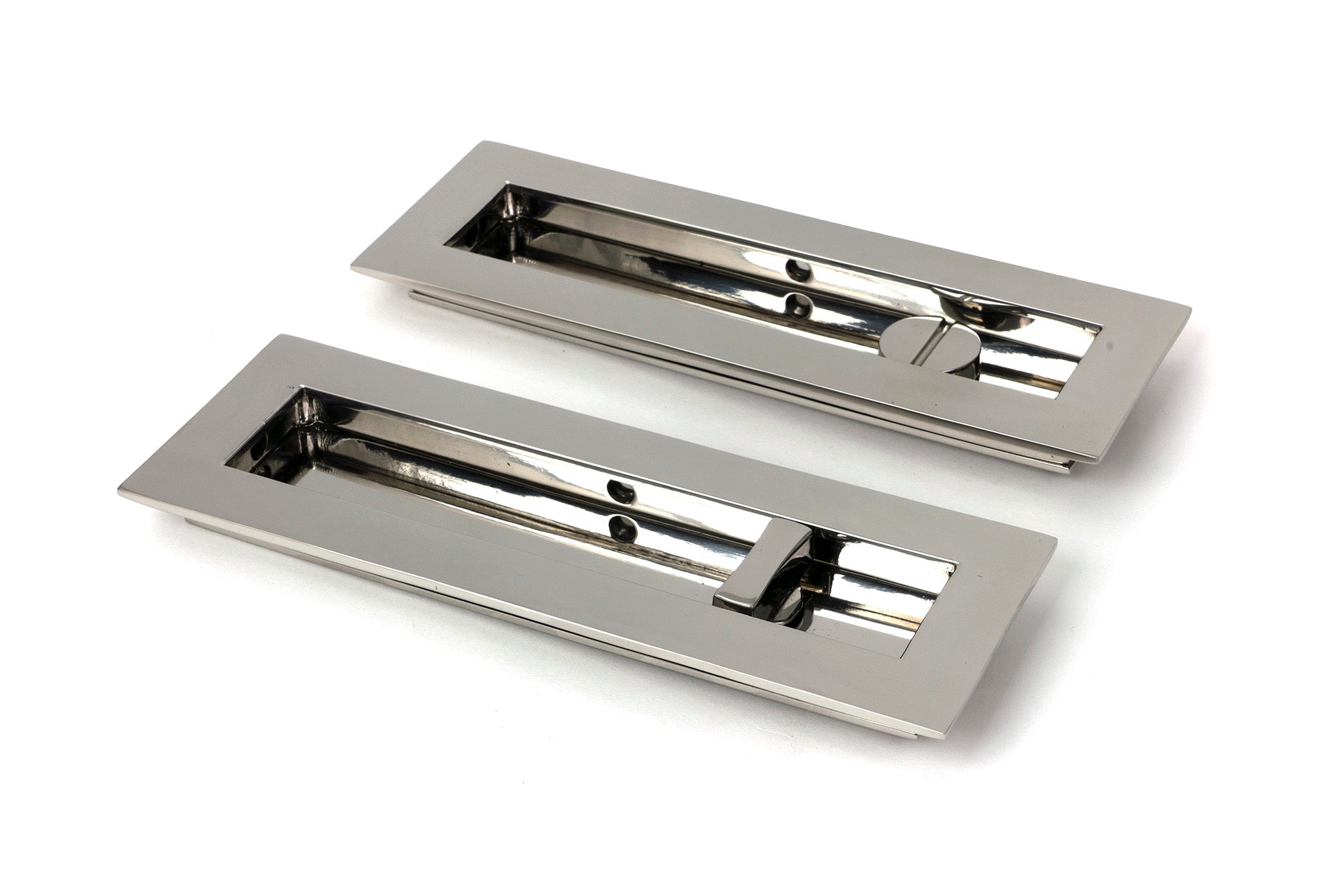 Polished Marine SS (316) 175mm Plain Rectangular Pull - Privacy Set