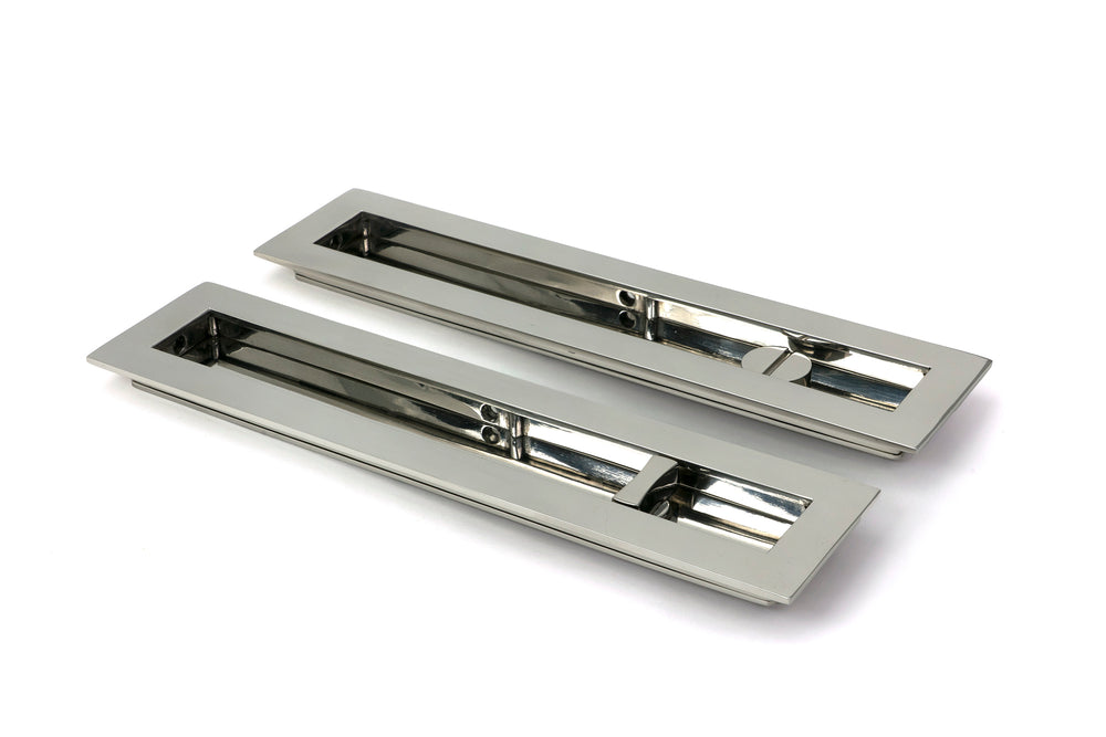 Polished Marine SS (316) 250mm Plain Rectangular Pull - Privacy Set