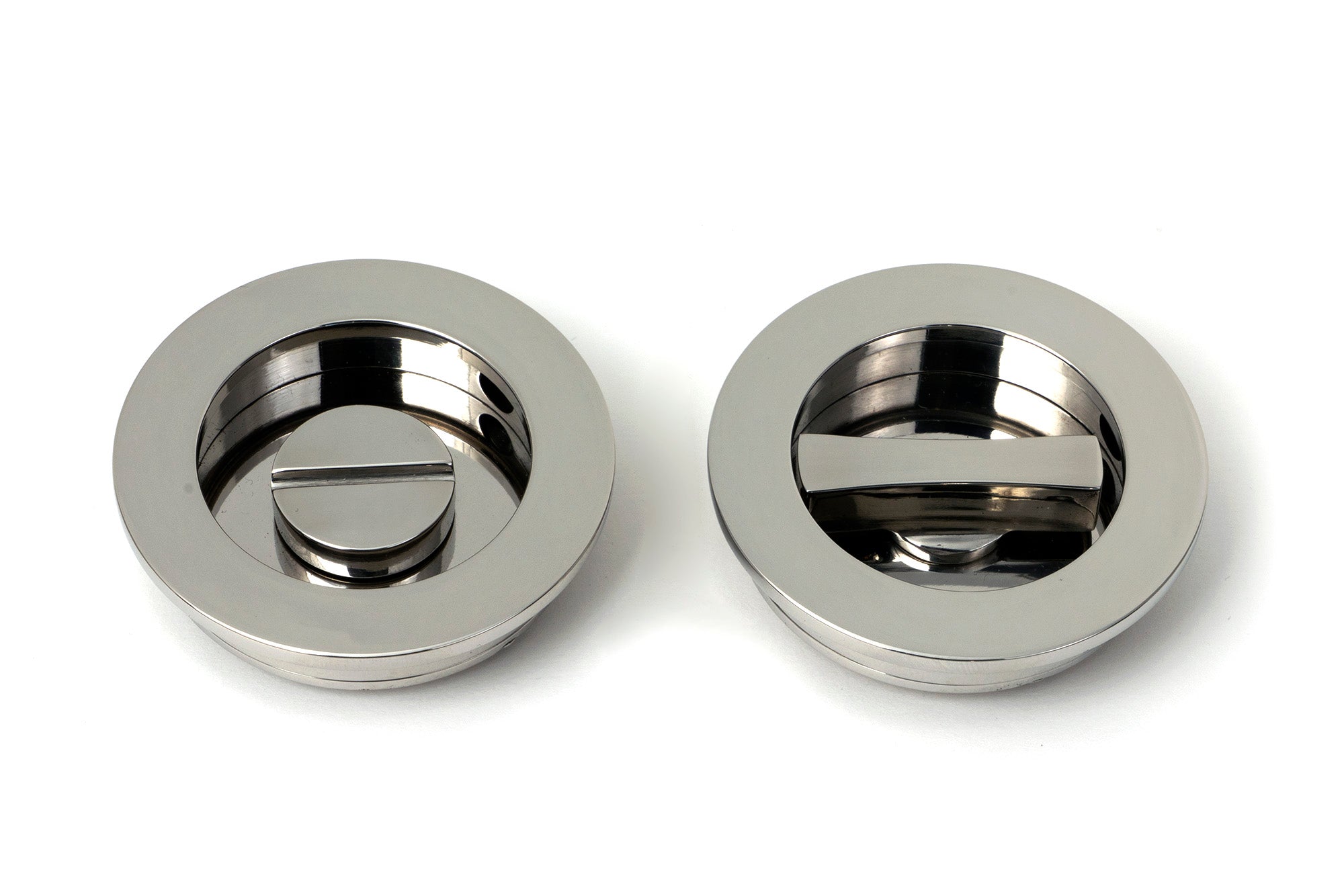 Polished Marine SS (316) 60mm Plain Round Pull - Privacy Set