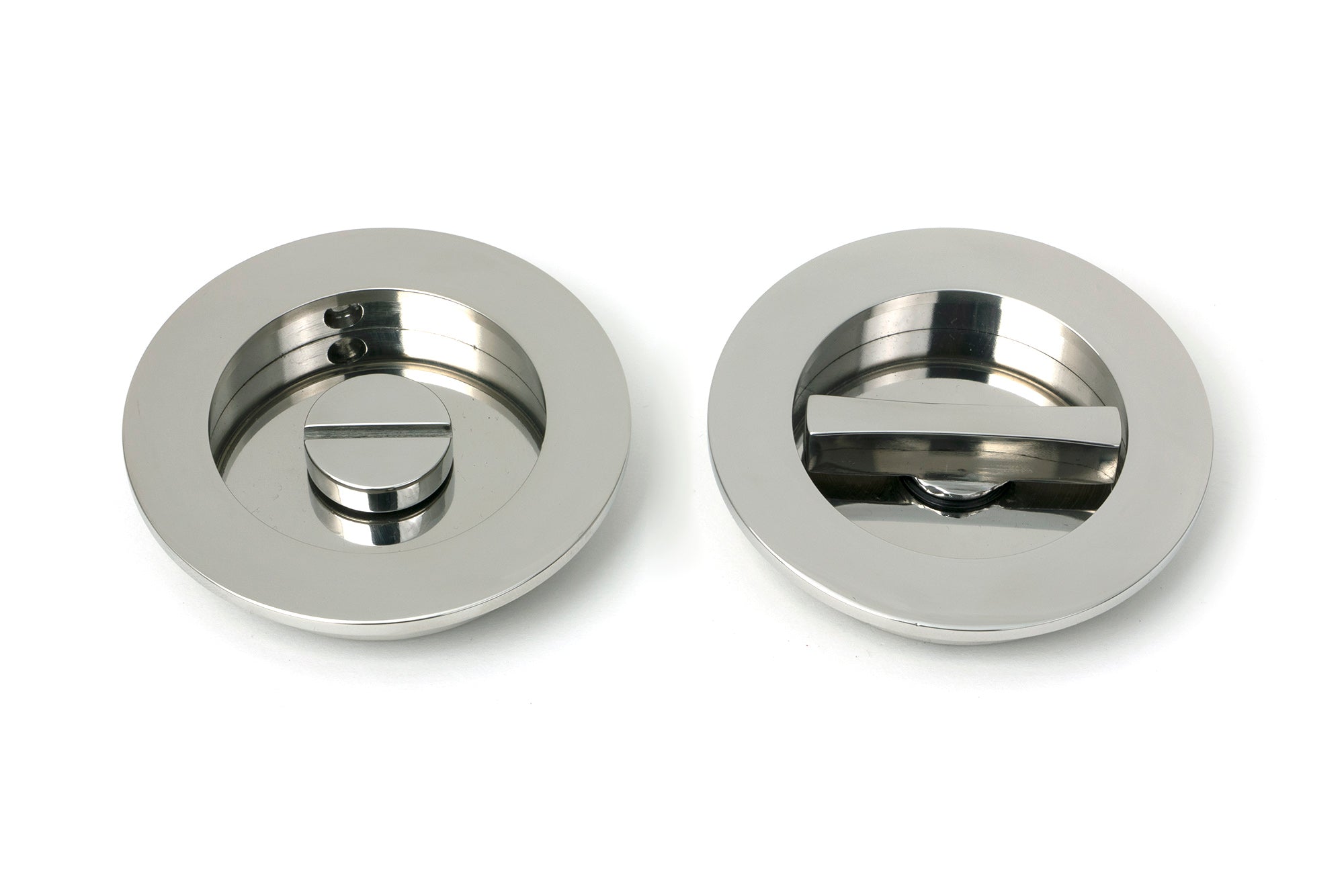 Polished Marine SS (316) 75mm Plain Round Pull - Privacy Set