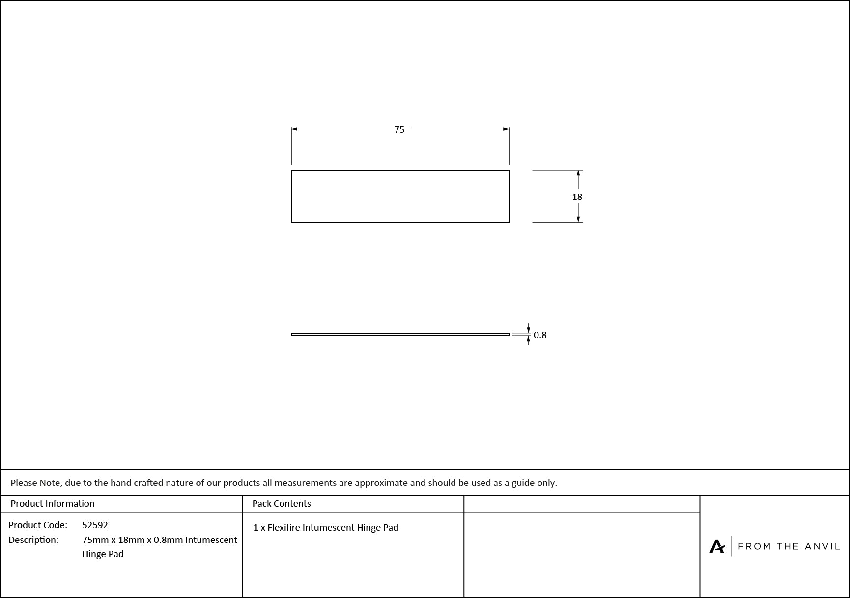 Intumescent Hinge Pad (Each) (FD 60)