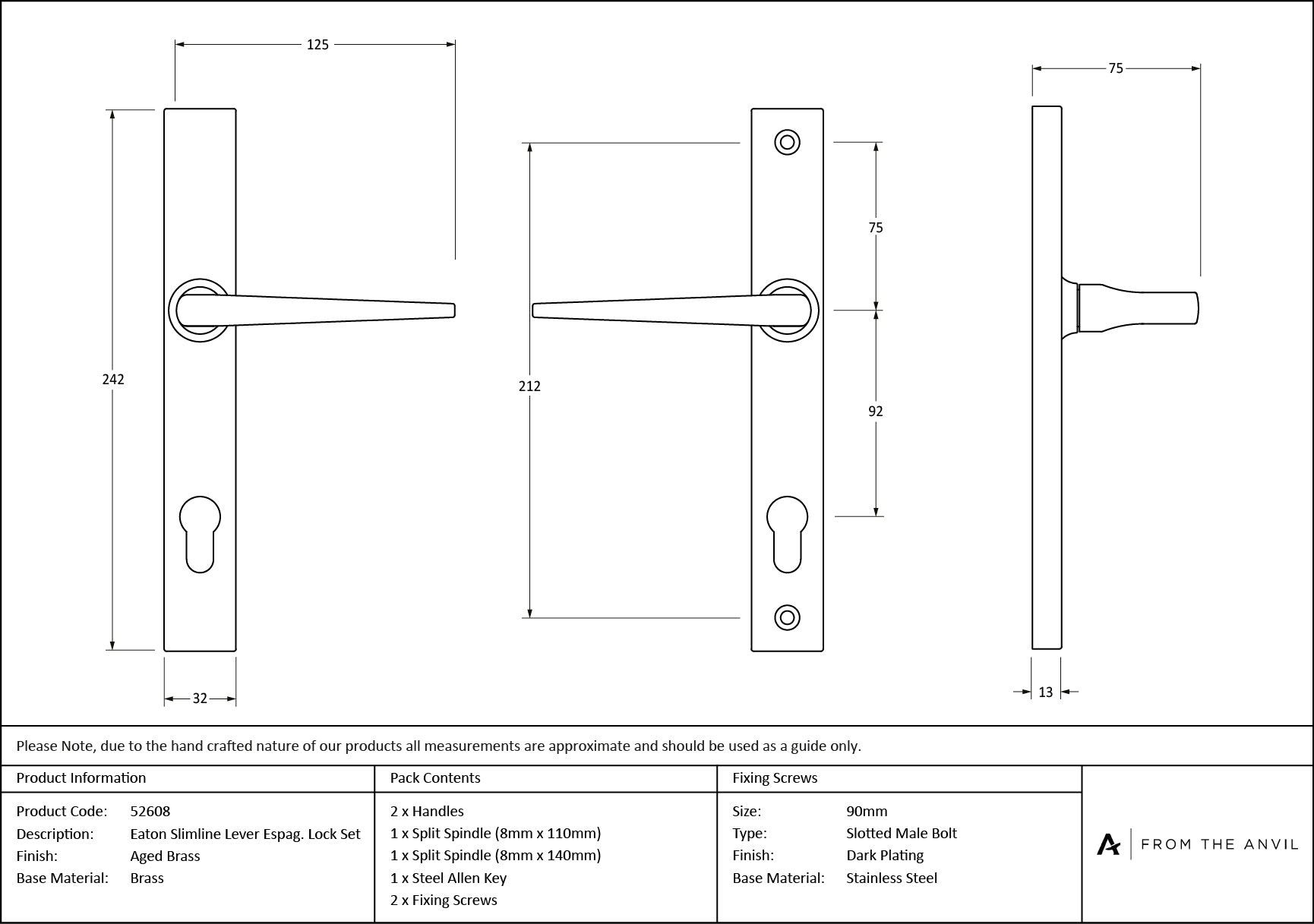 Eaton Slimline Lever Espag. Lock Set