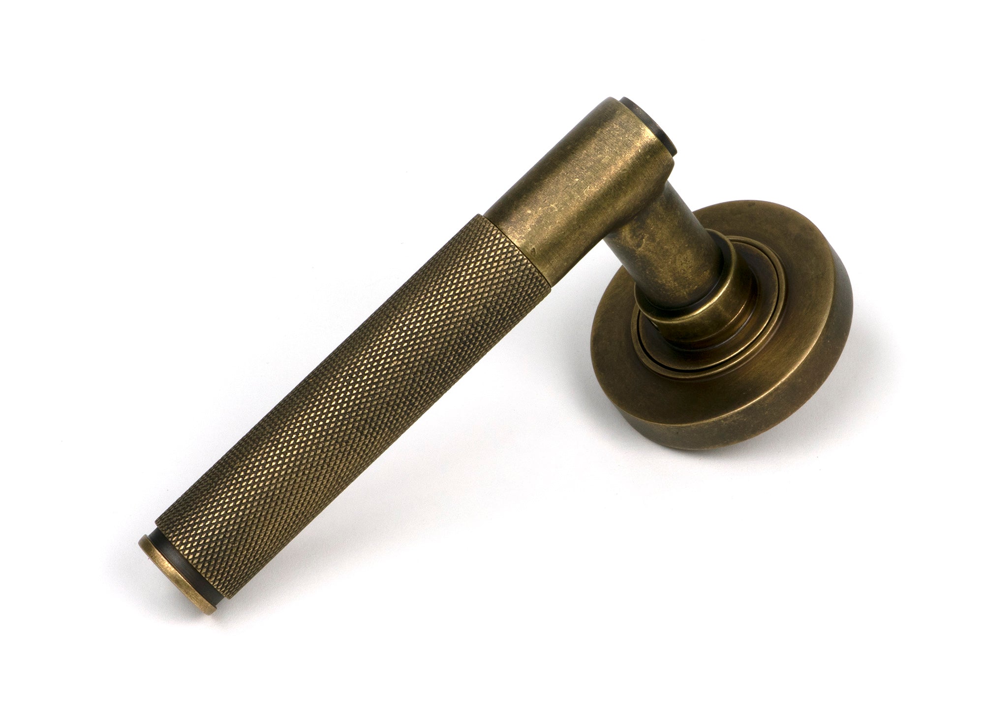 Burnished Brass Brompton Lever on Rose Set (Plain) - Unsprung