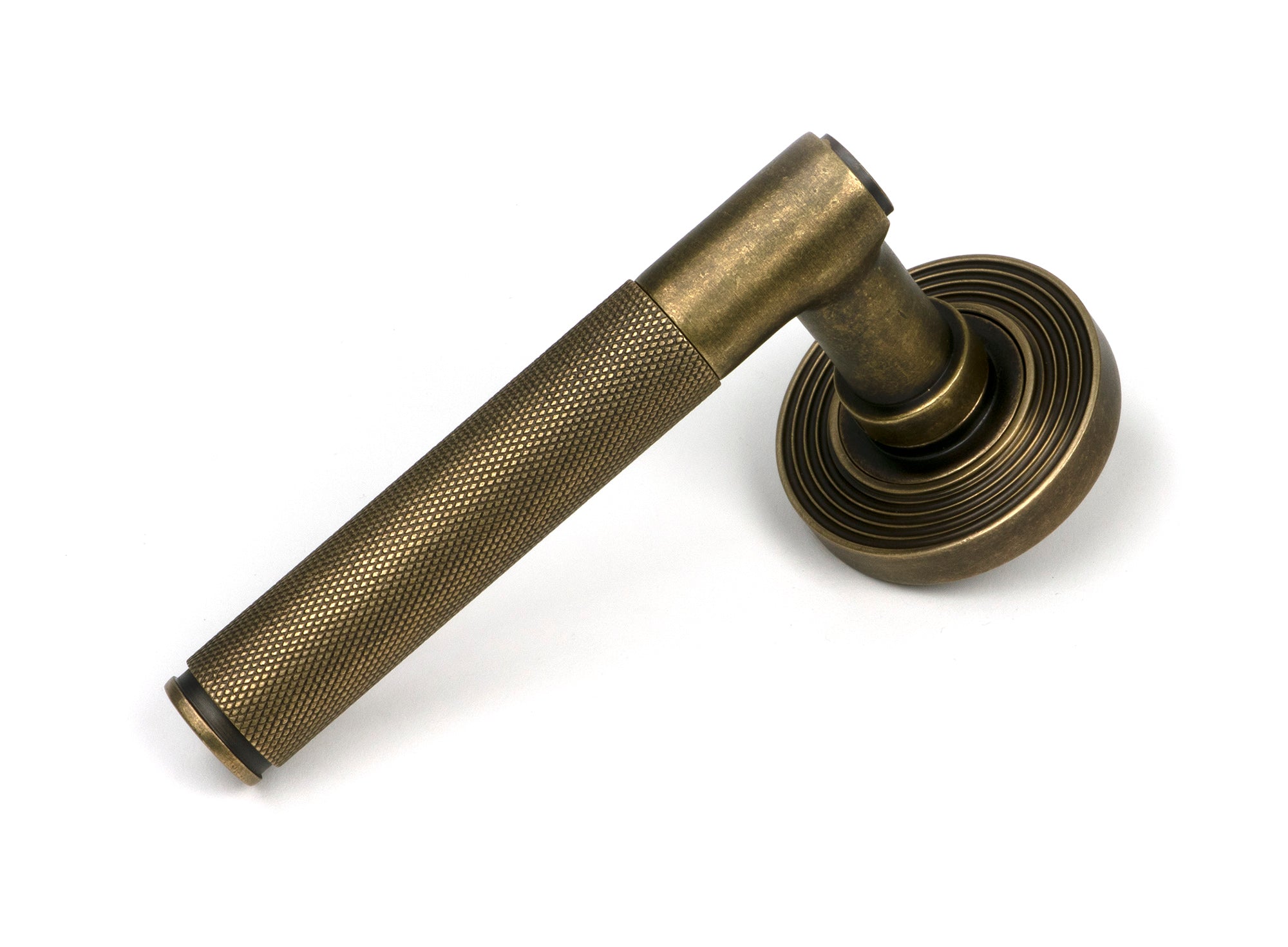 Burnished Brass Brompton Lever on Rose Set (Beehive) - Unsprung