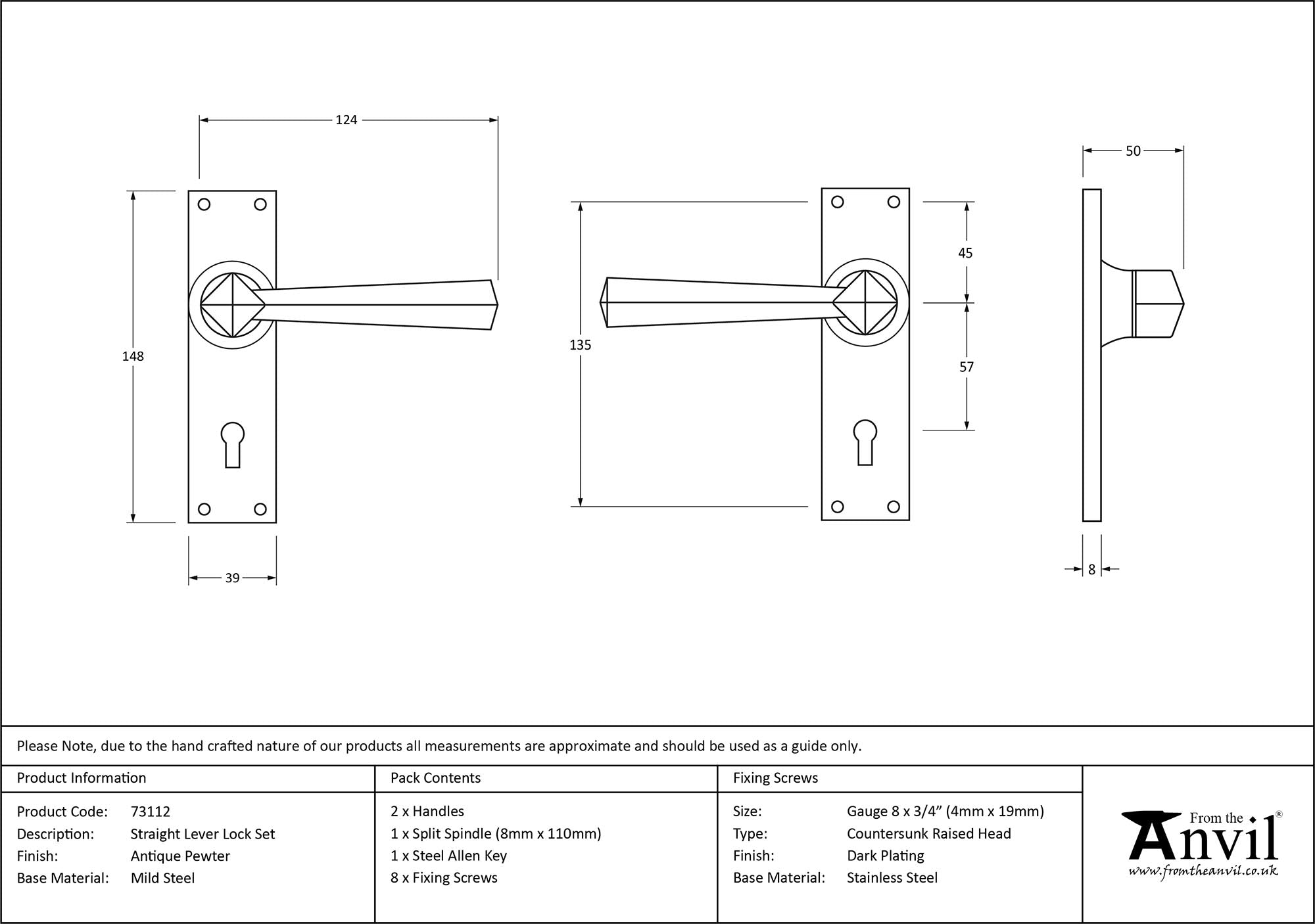 Straight Lever Lock Set