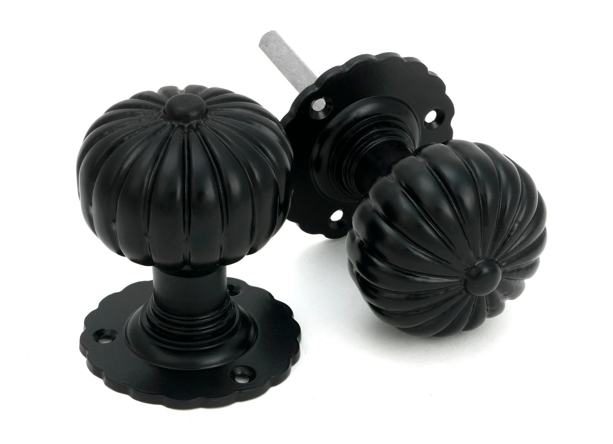 Black Flower Mortice Knob Set