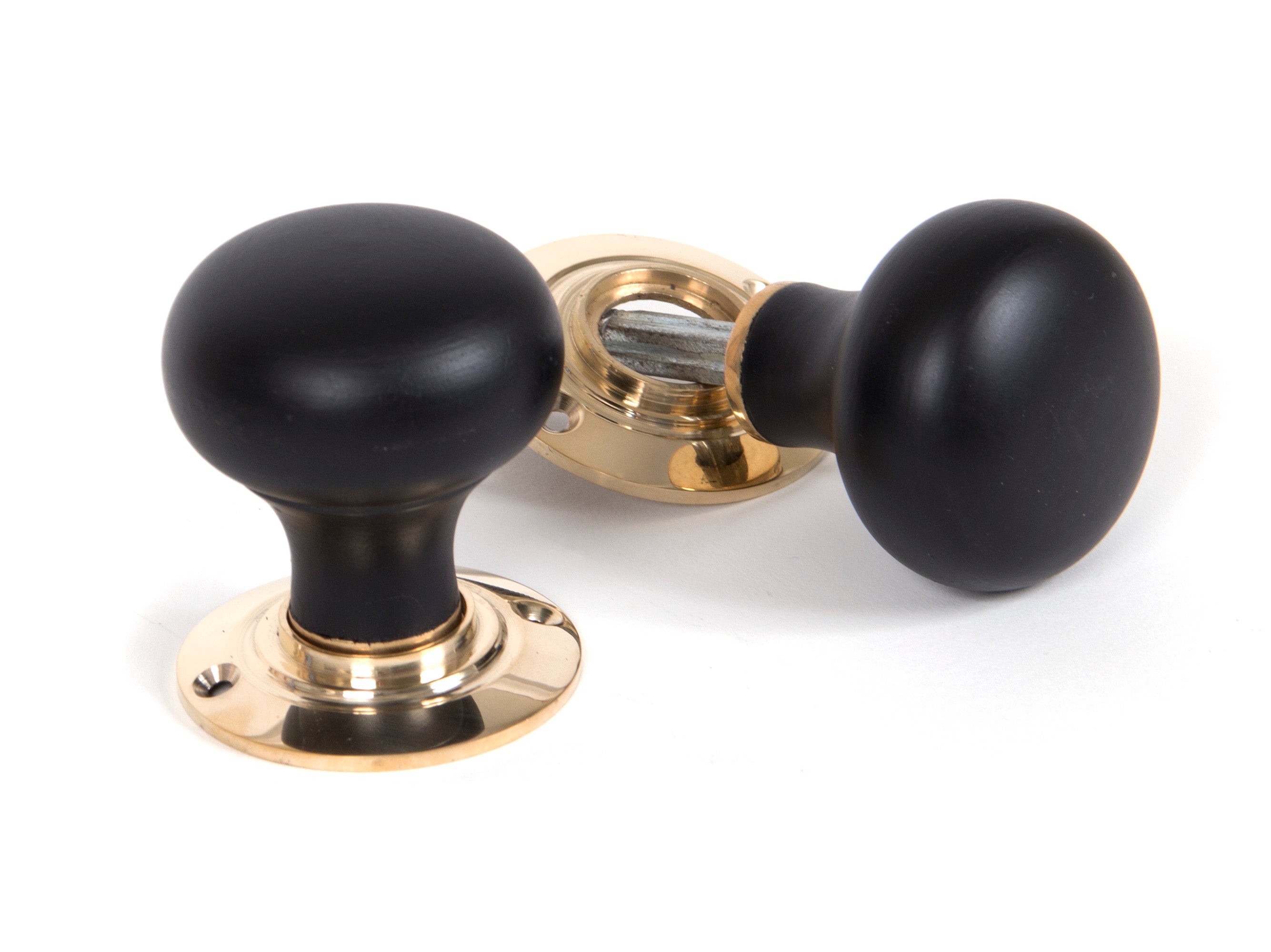 Ebony and PB Bun Mortice/Rim Knob Set