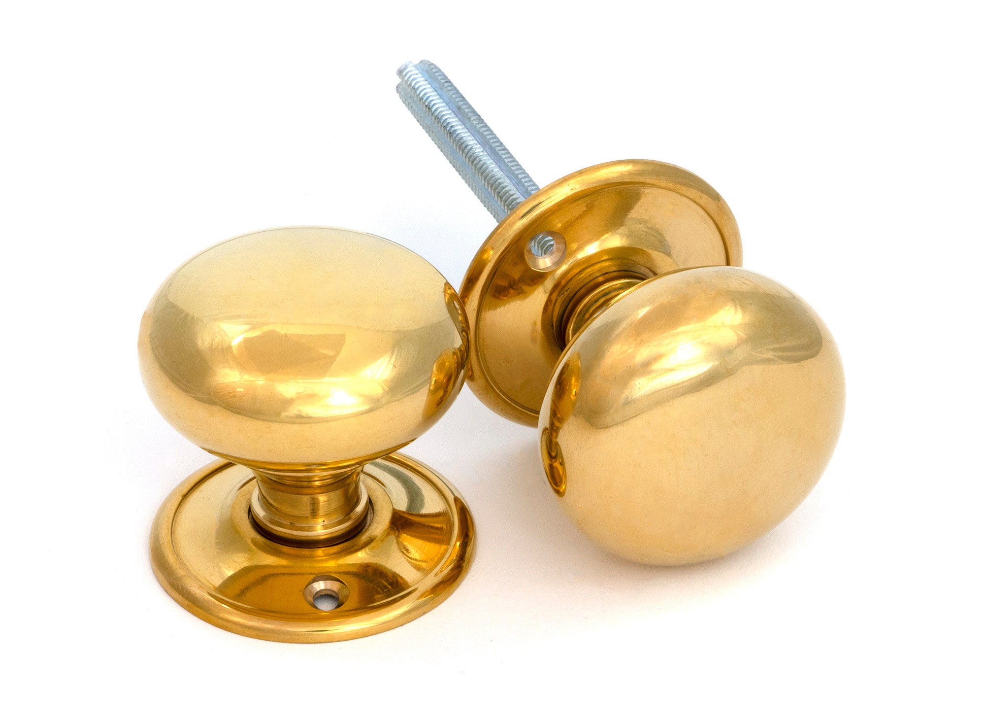 Polished Brass 49mm Mushroom Mortice/Rim Knob Set