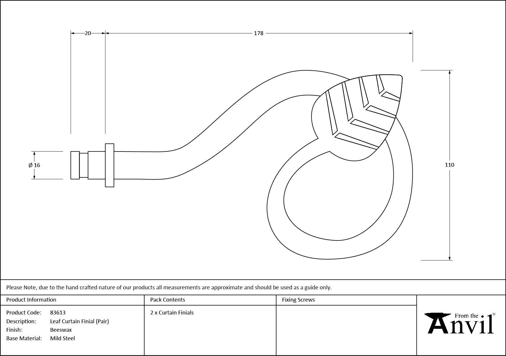 Leaf Curtain Finial (pair)
