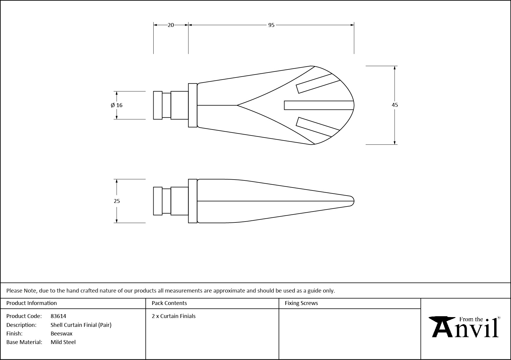 Shell Curtain Finial (pair)