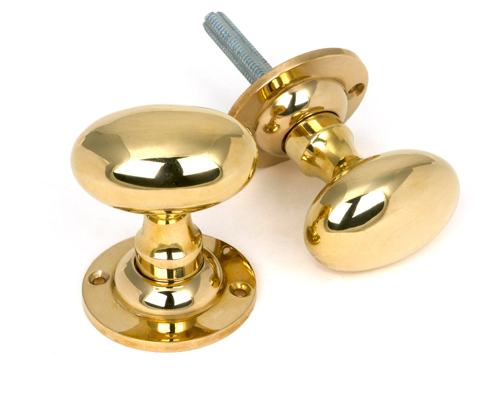 Polished Brass Oval Mortice/Rim Knob Set