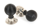 Ebony and Polished Nickel Beehive Mortice/Rim Knob Set