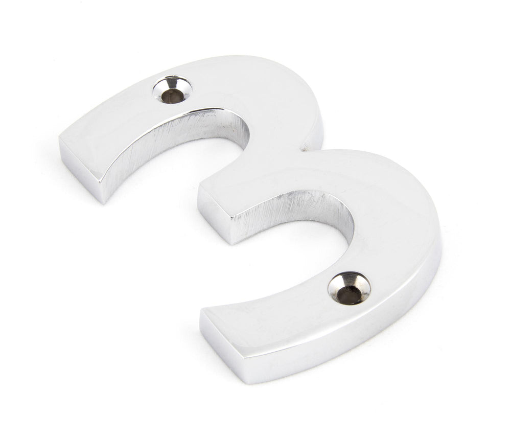 Polished Chrome Numeral 3