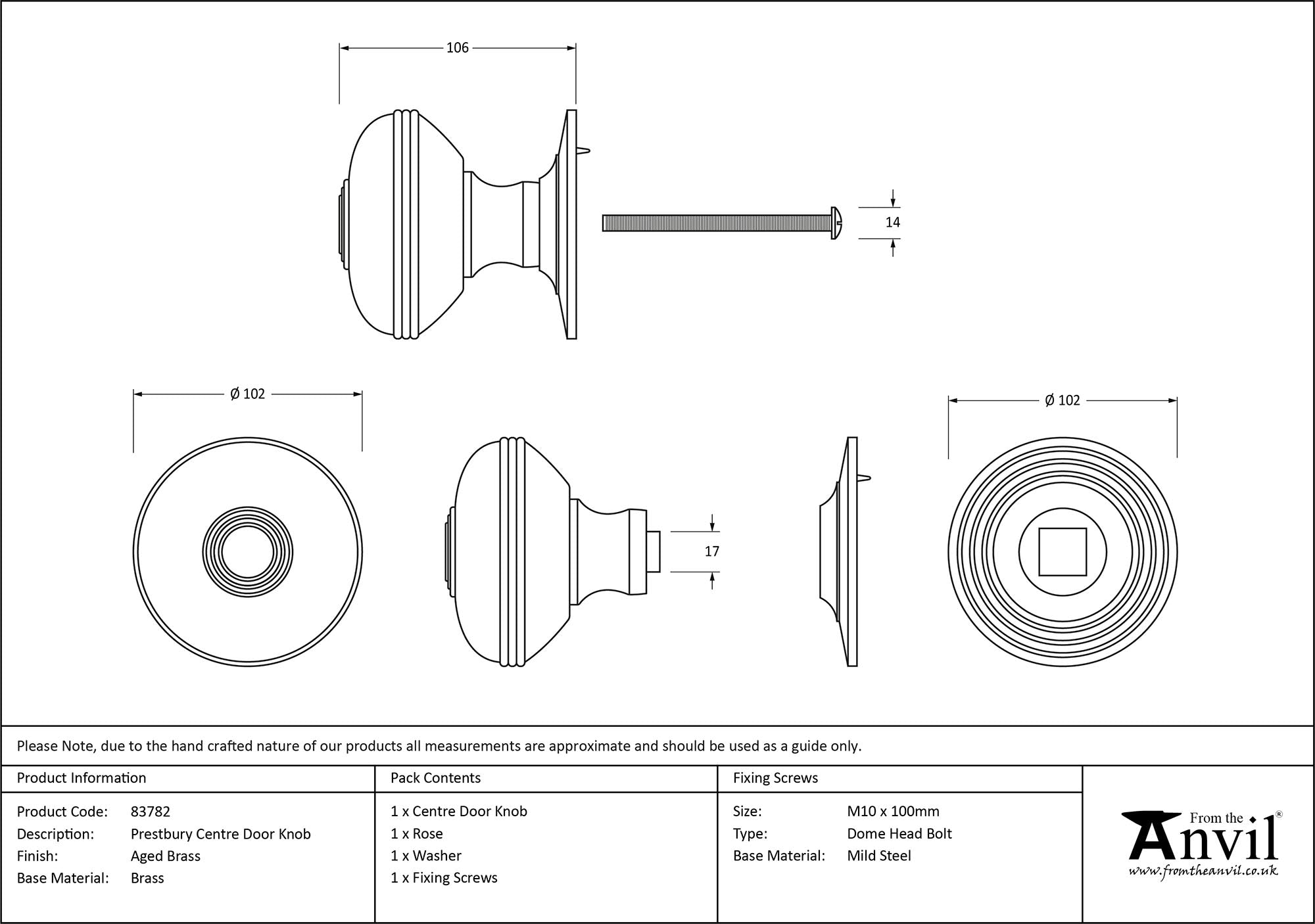 Prestbury Centre Door Knob