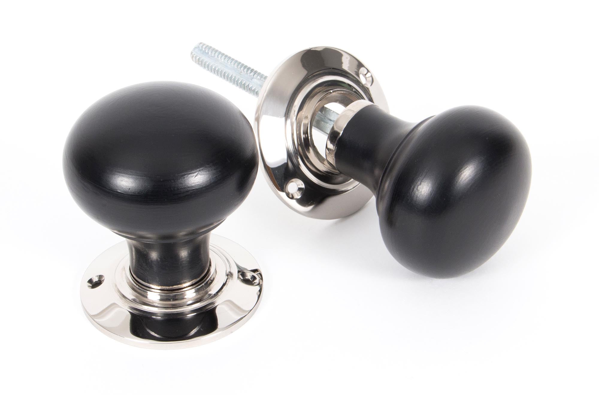 Ebony and PN Bun Mortice/Rim Knob Set