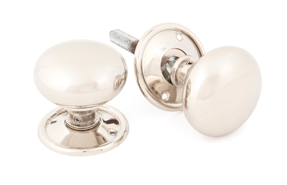 Polished Nickel 49mm Mushroom Mortice/Rim Knob Set
