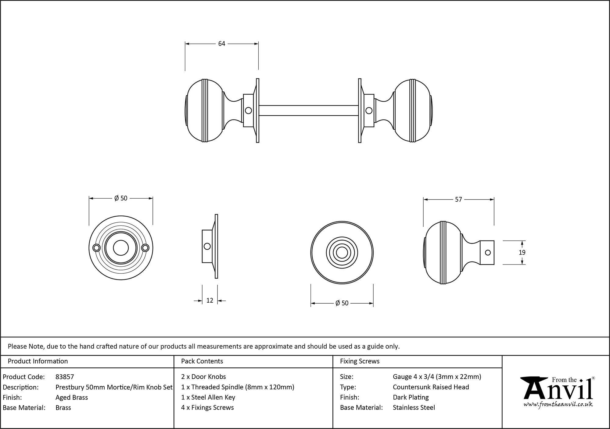 Prestbury Mortice/Rim Knob Set