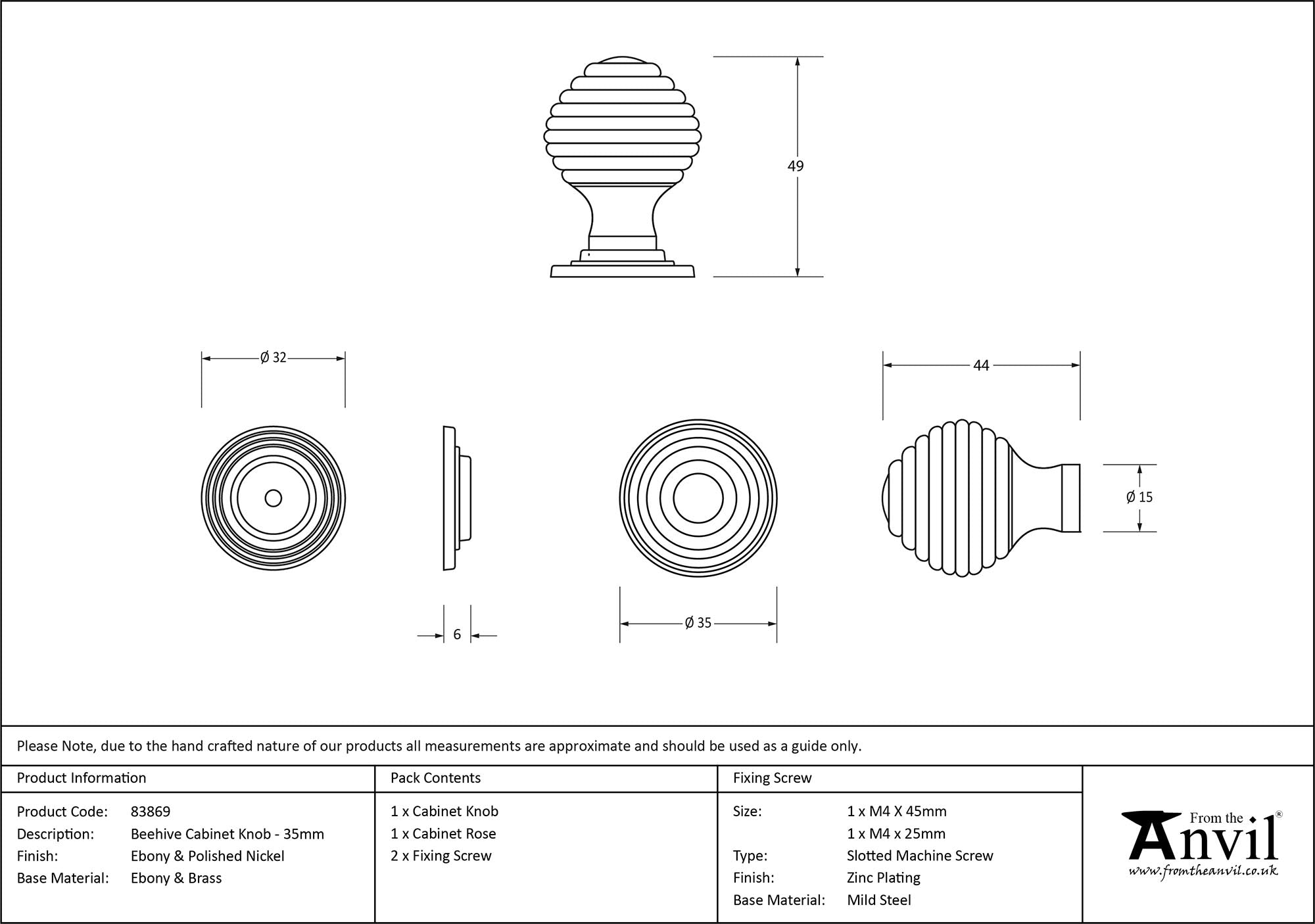 Wooden Beehive Cabinet Knob