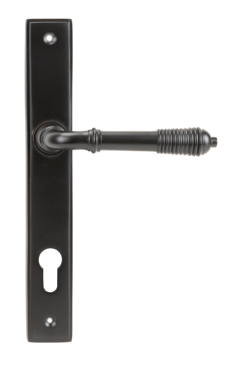Aged Bronze Reeded Slimline Lever Espag. Lock Set