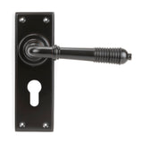 Aged Bronze Reeded Lever Euro Lock Set