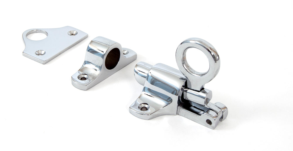 Polished Chrome Fanlight Catch + Two Keeps
